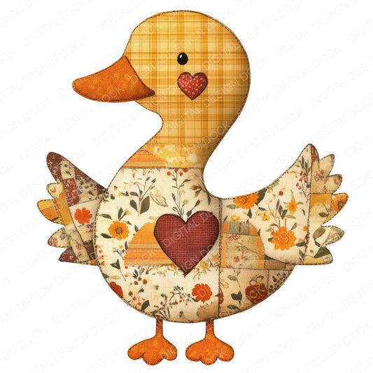 Fabric Duckling Patch fussy cut sheet in US Letter format showing all 12 designs on one printable page