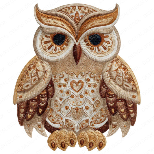 Fabric Embroidered Owl fussy cut sheet in A4 format showing all 12 designs on one printable page