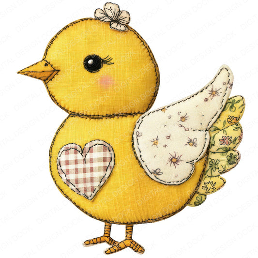 Fabric Fabric Chick with Heart fussy cut sheet in A4 format showing all 12 designs on one printable page