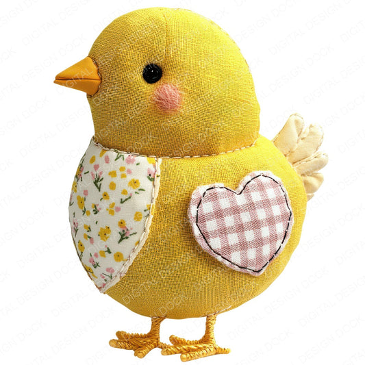 Fabric Fabric Chick with Heart fussy cut sheet in US Letter format showing all 12 designs on one printable page