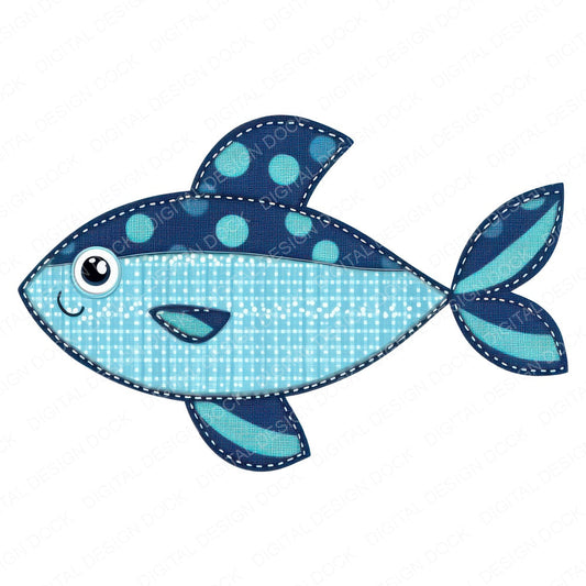 Fabric Fish Patch fussy cut sheet in A4 format showing all 12 designs on one printable page