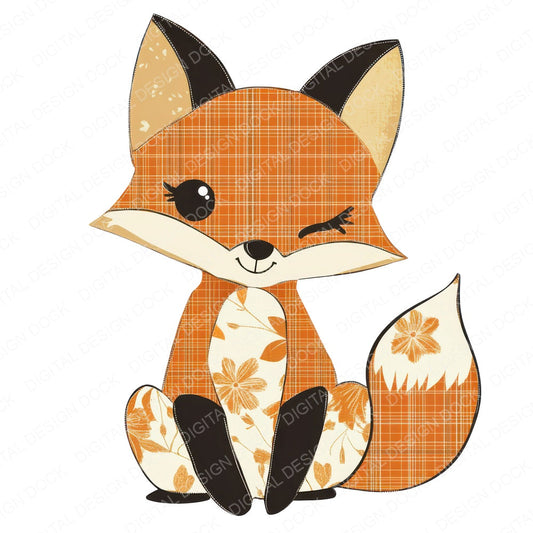 Fabric Fox Sitting fussy cut sheet in A4 format showing all 12 designs on one printable page