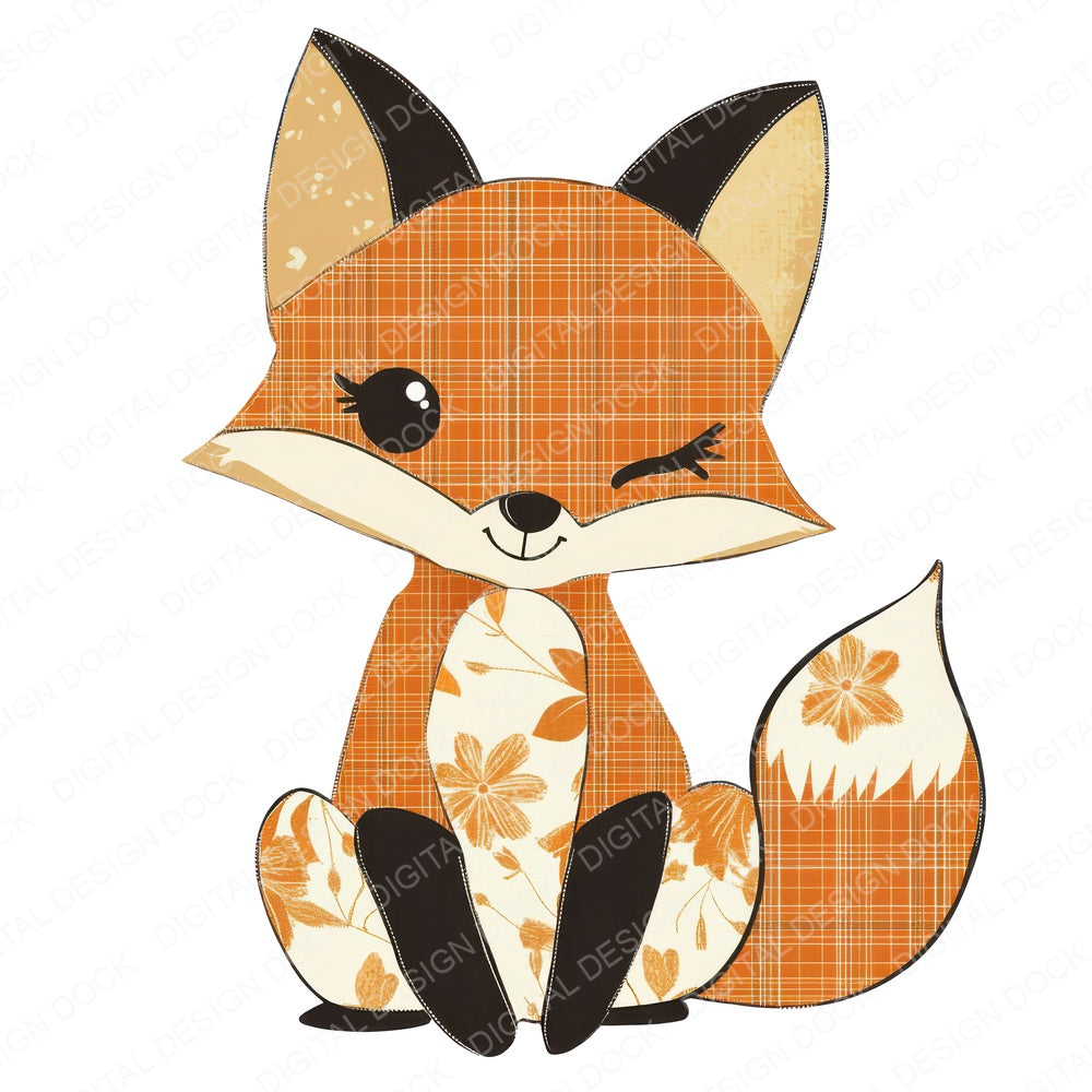 Fabric Fox Sitting Fussy Cut Sheets (DDD009590)