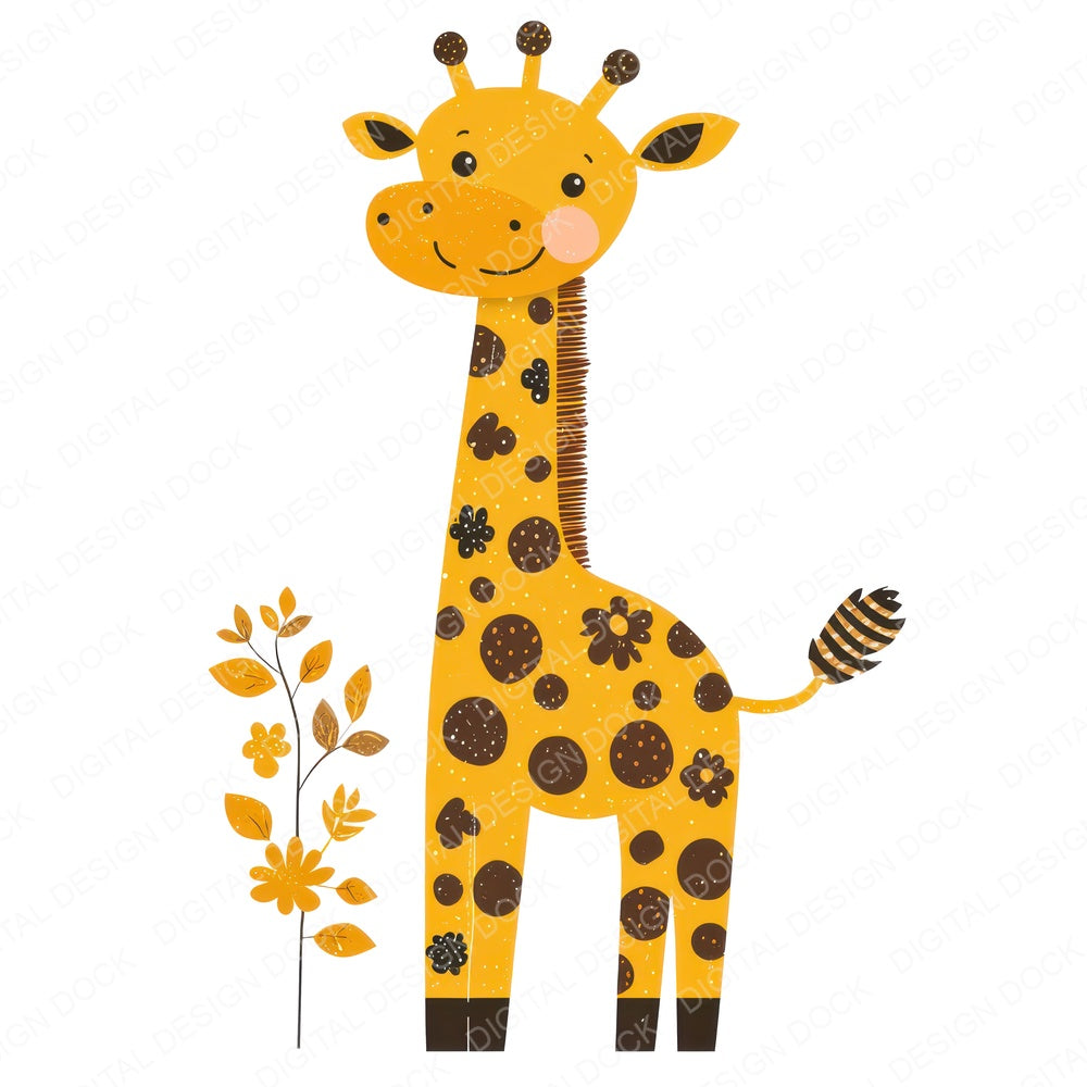 Fabric Giraffe Patch fussy cut sheet in US Letter format showing all 12 designs on one printable page