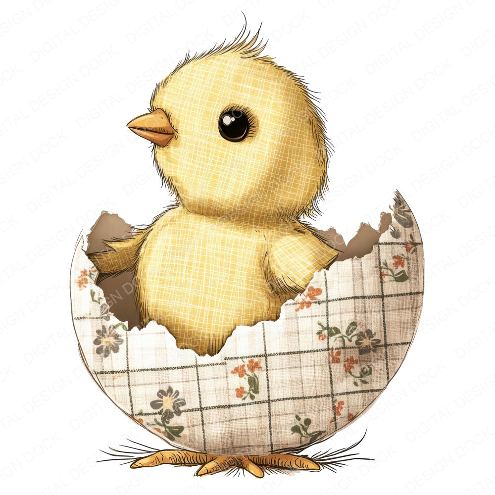 Fabric Hatching Chick Patchwork fussy cut sheet in A4 format showing all 12 designs on one printable page