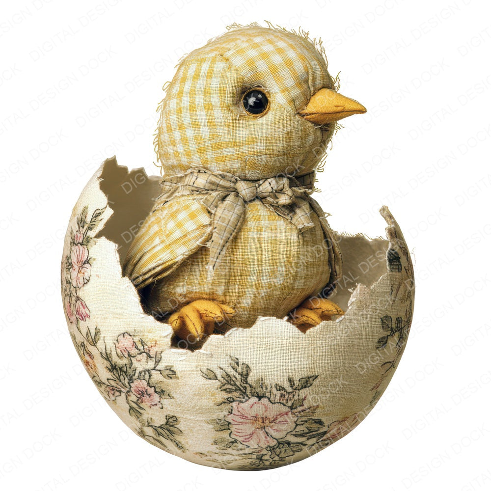 Fabric Hatching Chick Patchwork fussy cut sheet in US Letter format showing all 12 designs on one printable page