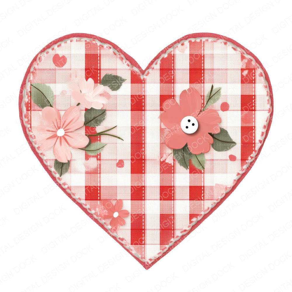 Fabric Heart with Button fussy cut sheet in A4 format showing all 12 designs on one printable page