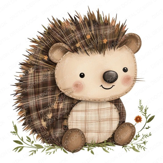 Fabric Hedgehog Patch fussy cut sheet in A4 format showing all 12 designs on one printable page