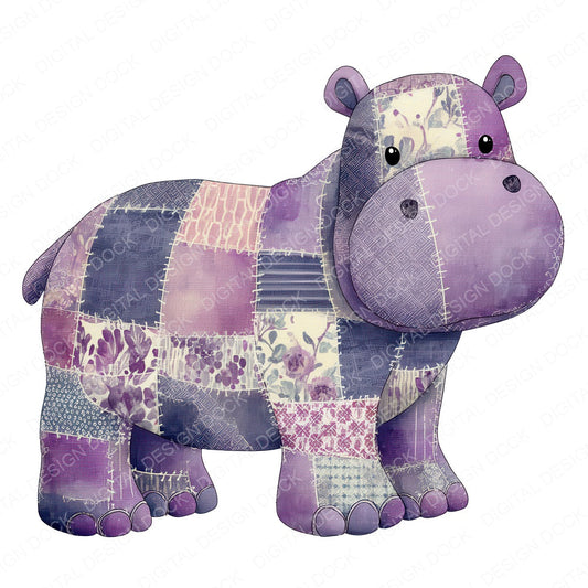 Fabric Hippo fussy cut sheet in A4 format showing all 12 designs on one printable page