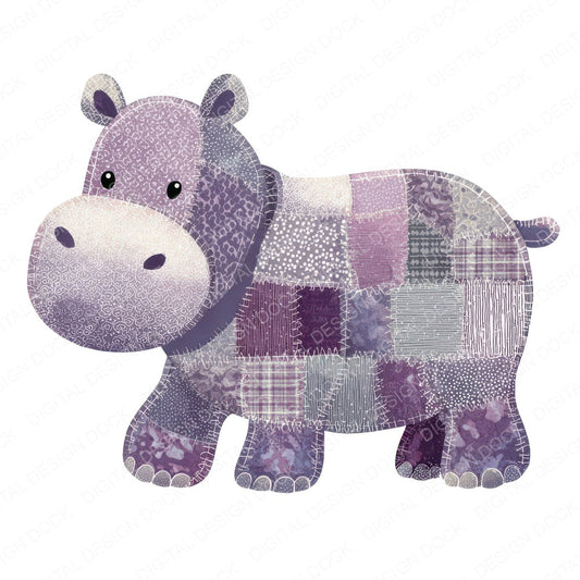 Fabric Hippo fussy cut sheet in US Letter format showing all 12 designs on one printable page