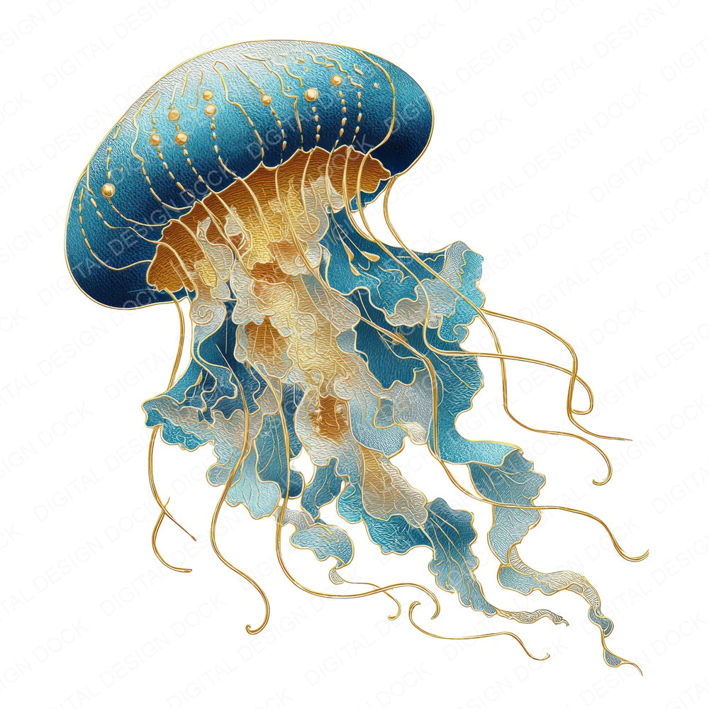 Fabric Jellyfish fussy cut sheet in A4 format showing all 12 designs on one printable page