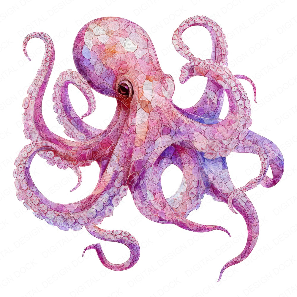 Fabric Octopus fussy cut sheet in A4 format showing all 12 designs on one printable page