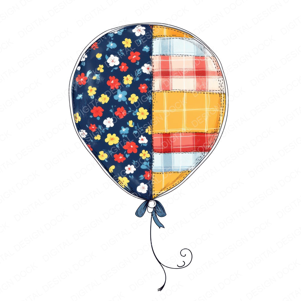 Fabric Patch Balloon fussy cut sheet in A4 format showing all 12 designs on one printable page