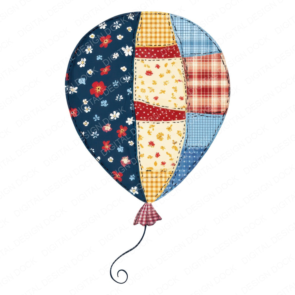 Fabric Patch Balloon fussy cut sheet in US Letter format showing all 12 designs on one printable page