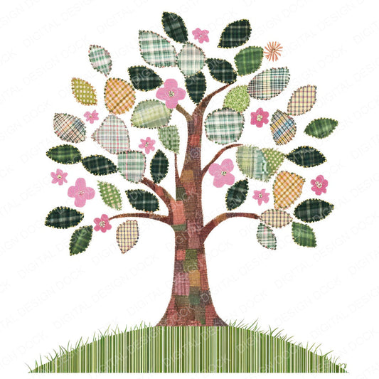 Fabric Patch Tree fussy cut sheet in A4 format showing all 12 designs on one printable page