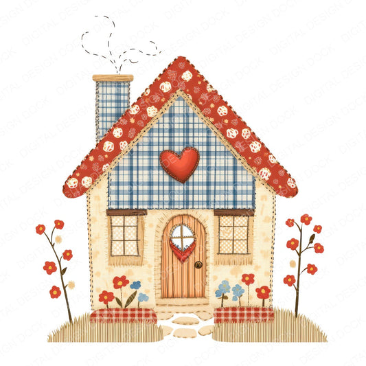 Fabric Patchwork House fussy cut sheet in A4 format showing all 12 designs on one printable page