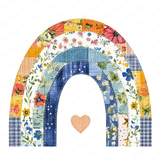 Fabric Patchwork Rainbow fussy cut sheet in US Letter format showing all 12 designs on one printable page