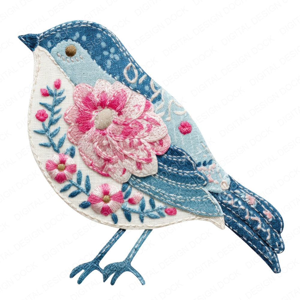 Fabric Patchwork Songbird fussy cut sheet in US Letter format showing all 12 designs on one printable page