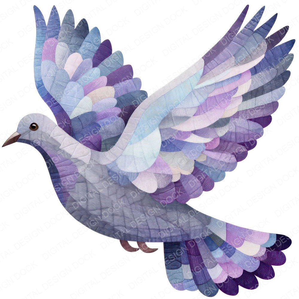 Fabric Quilted Dove fussy cut sheet in A4 format showing all 12 designs on one printable page