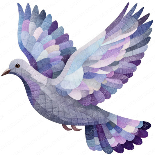Fabric Quilted Dove fussy cut sheet in A4 format showing all 12 designs on one printable page