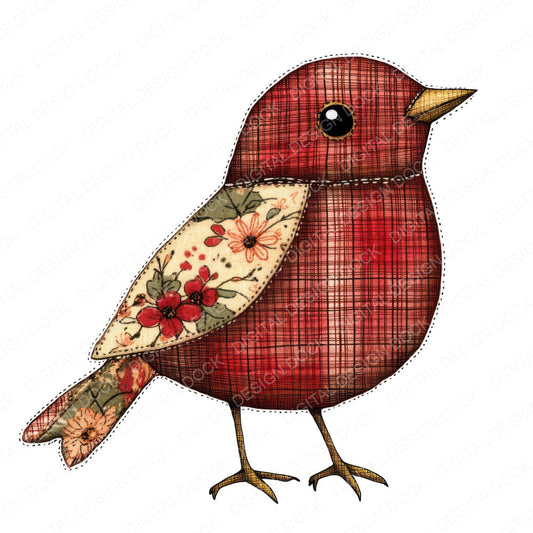 Fabric Robin in Checkered Fabric fussy cut sheet in A4 format showing all 12 designs on one printable page