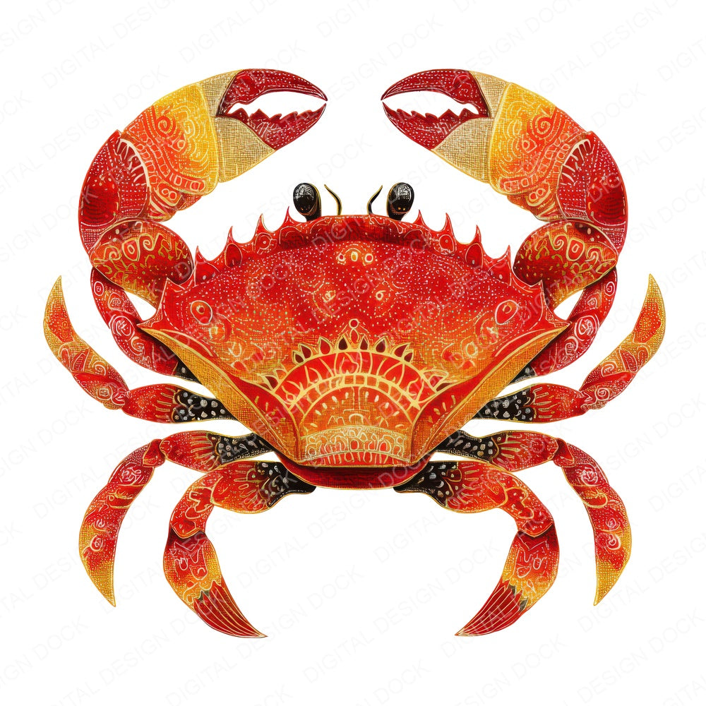 Fabric Sea Crab fussy cut sheet in US Letter format showing all 12 designs on one printable page