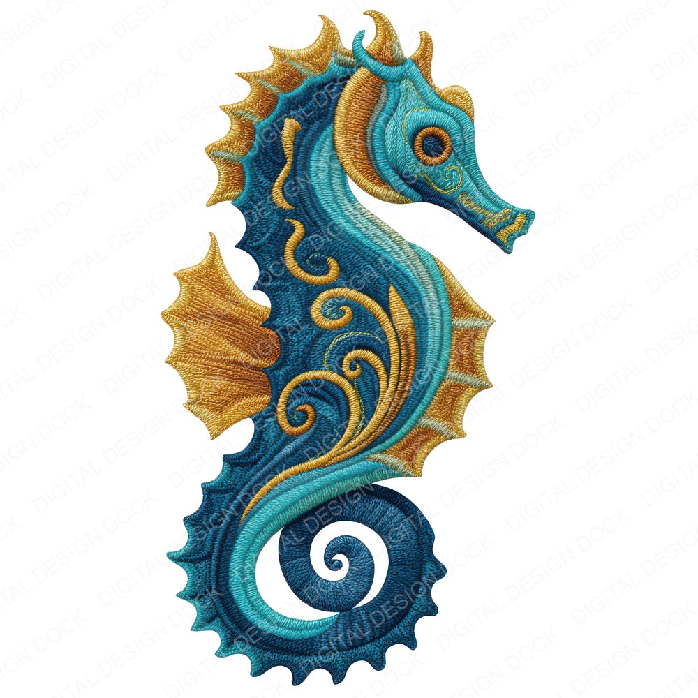 Fabric Seahorse fussy cut sheet in A4 format showing all 12 designs on one printable page