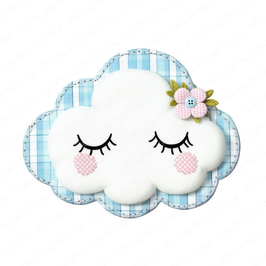 Fabric Sleeping Cloud fussy cut sheet in A4 format showing all 12 designs on one printable page