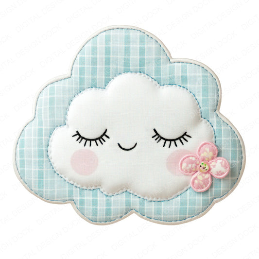 Fabric Sleeping Cloud fussy cut sheet in US Letter format showing all 12 designs on one printable page