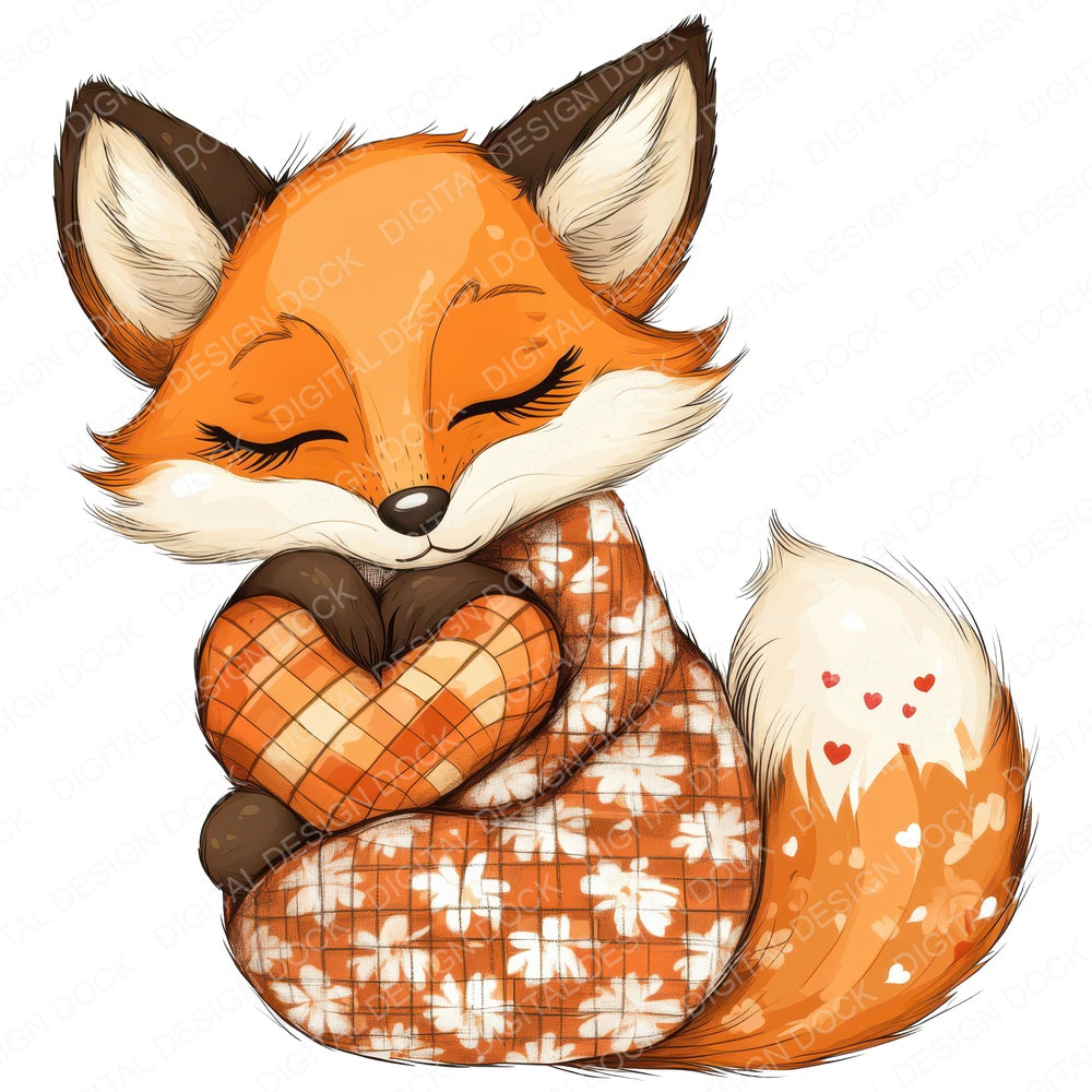 Fabric Sleeping Fox Patchwork fussy cut sheet in US Letter format showing all 12 designs on one printable page
