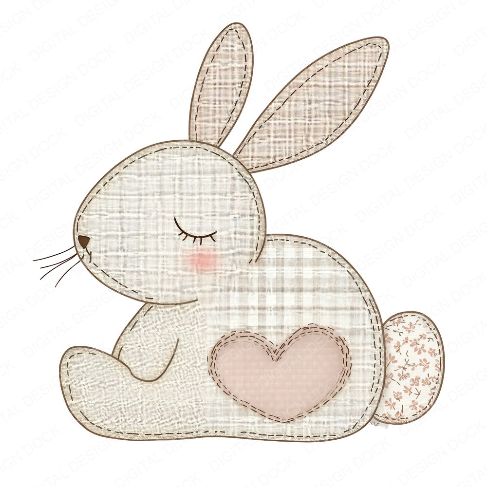 Fabric Sleeping Gingham Bunny fussy cut sheet in US Letter format showing all 12 designs on one printable page