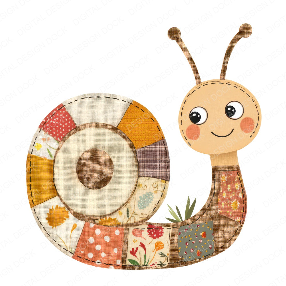 Fabric Snail Shell fussy cut sheet in A4 format showing all 12 designs on one printable page