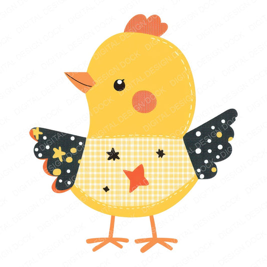 Fabric Star Chest Patch Chick fussy cut sheet in A4 format showing all 12 designs on one printable page