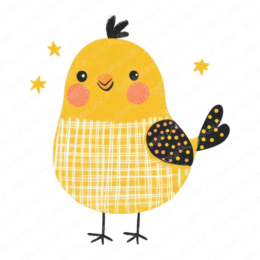 Fabric Star Chest Patch Chick fussy cut sheet in US Letter format showing all 12 designs on one printable page