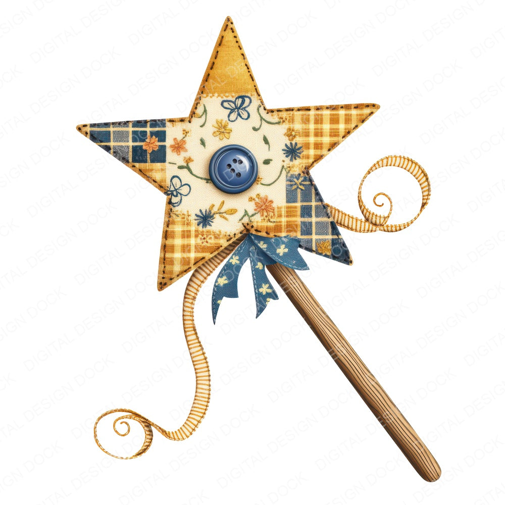 Fabric Star Wand Clipart Set (DDD005276)