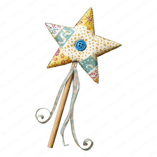 Fabric Star Wand fussy cut sheet in US Letter format showing all 12 designs on one printable page