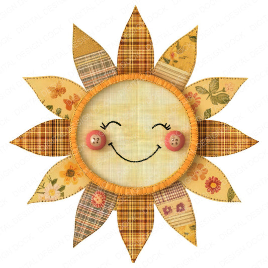 Fabric Sunshine Face fussy cut sheet in A4 format showing all 12 designs on one printable page