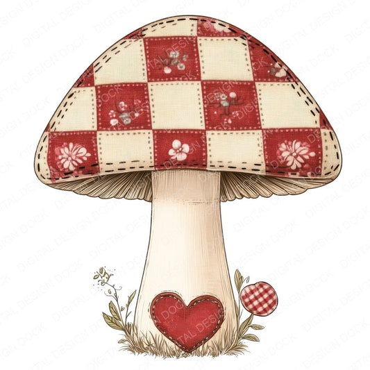 Fabric Toadstool Patch Clipart Set (DDD005285)