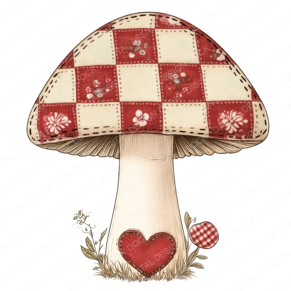 Fabric Toadstool Patch Fussy Cut Sheets (DDD009661)