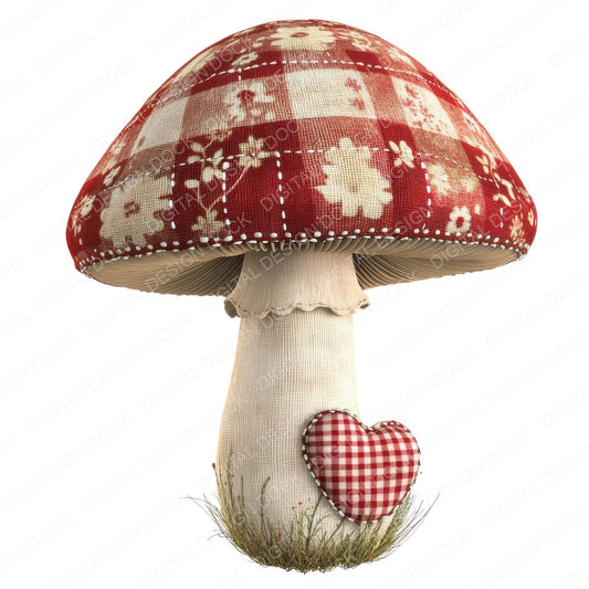Fabric Toadstool Patch fussy cut sheet in US Letter format showing all 12 designs on one printable page