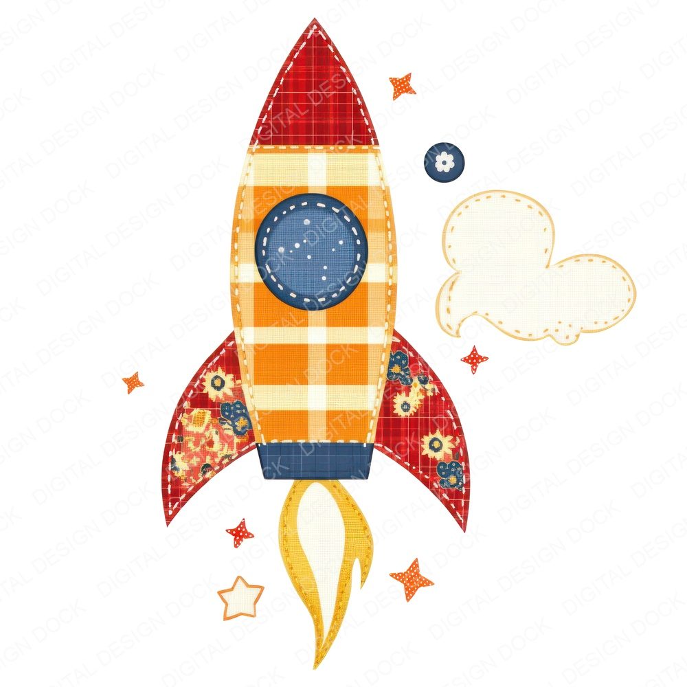Fabric Toy Rocket Clipart Set (DDD005286)