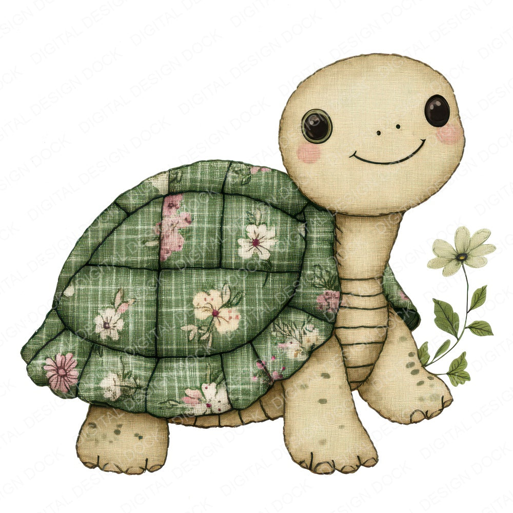 Fabric Turtle Patch fussy cut sheet in A4 format showing all 12 designs on one printable page