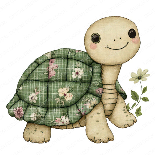 Fabric Turtle Patch fussy cut sheet in A4 format showing all 12 designs on one printable page
