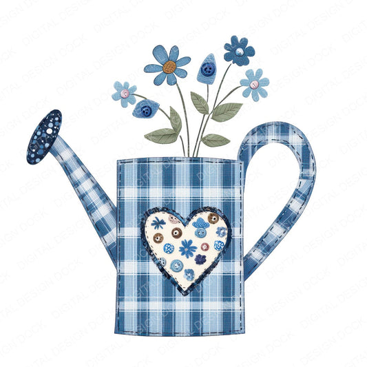 Fabric Watering Can fussy cut sheet in A4 format showing all 12 designs on one printable page