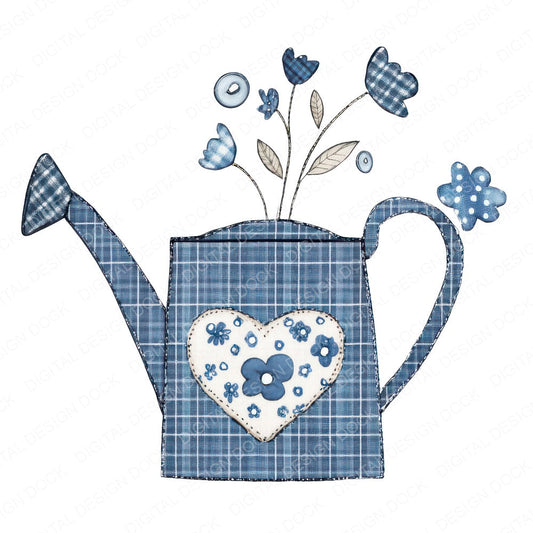 Fabric Watering Can fussy cut sheet in US Letter format showing all 12 designs on one printable page