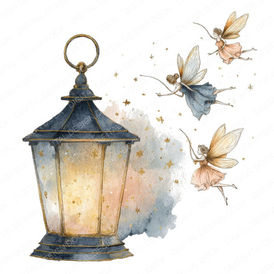 Fairies Night Lantern fussy cut sheet in A4 format showing all 12 designs on one printable page