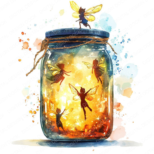 Fairy Jar fussy cut sheet in A4 format showing all 12 designs on one printable page