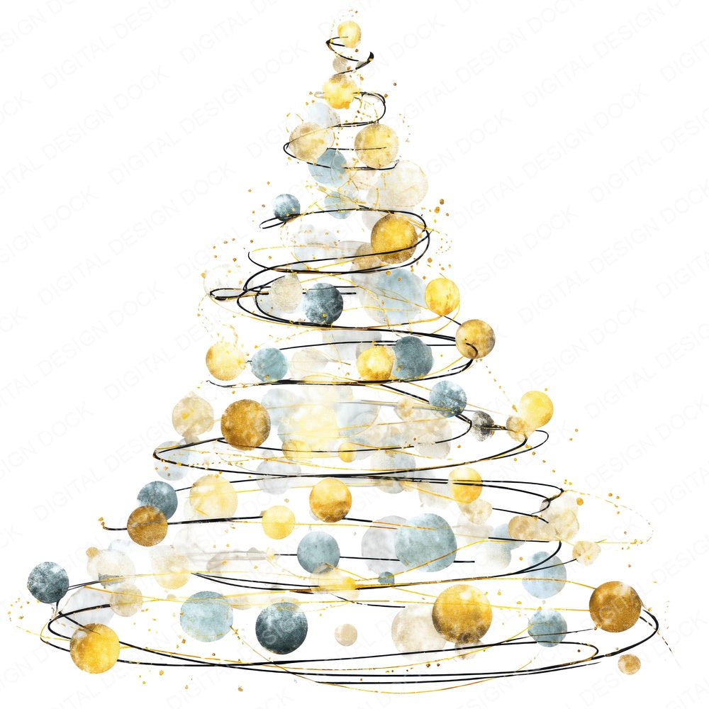 Fairy Light Christmas Tree fussy cut sheet in US Letter format showing all 12 designs on one printable page