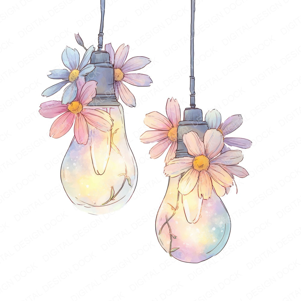 Fairy Lights Wildflowers fussy cut sheet in A4 format showing all 12 designs on one printable page