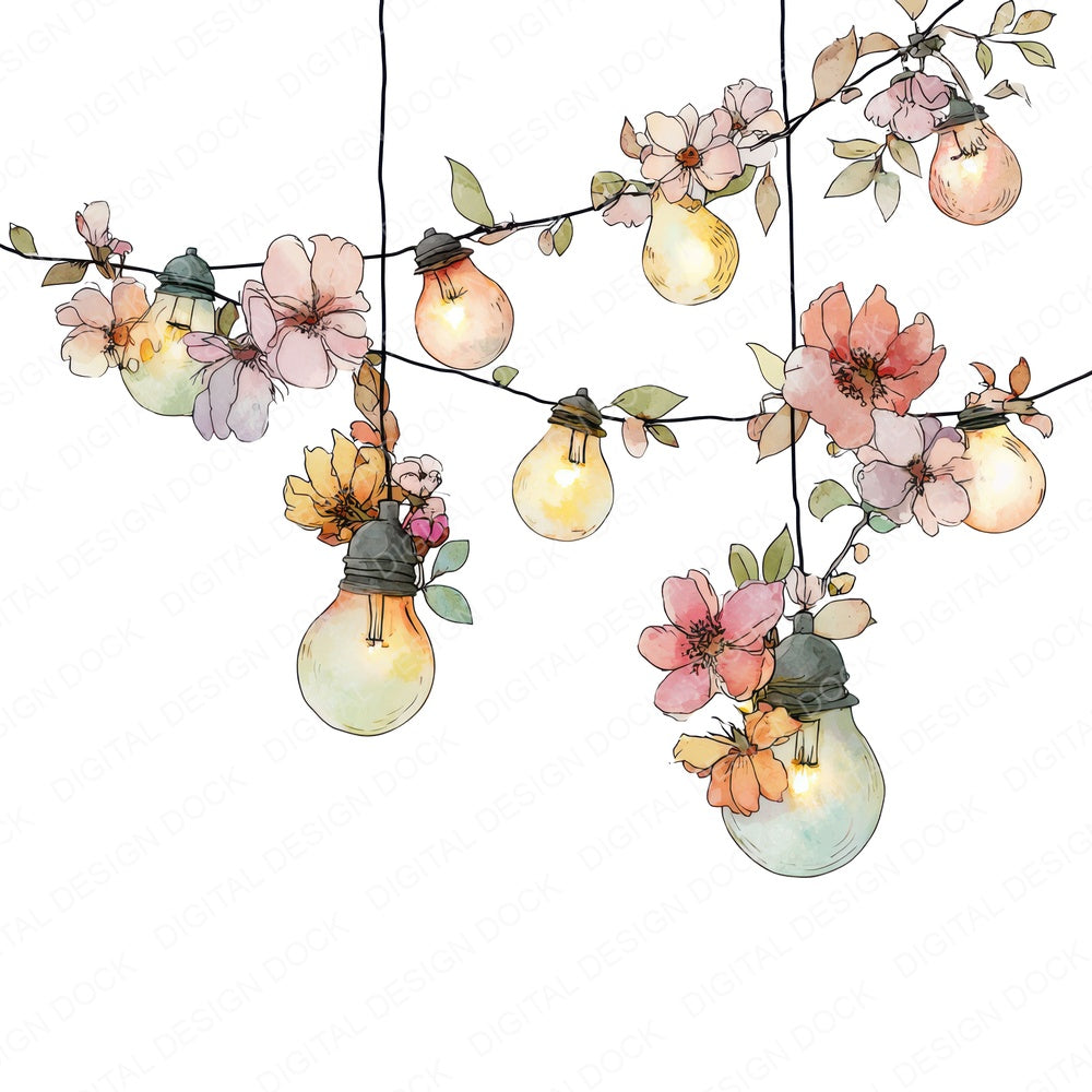 Fairy Lights Wildflowers fussy cut sheet in US Letter format showing all 12 designs on one printable page